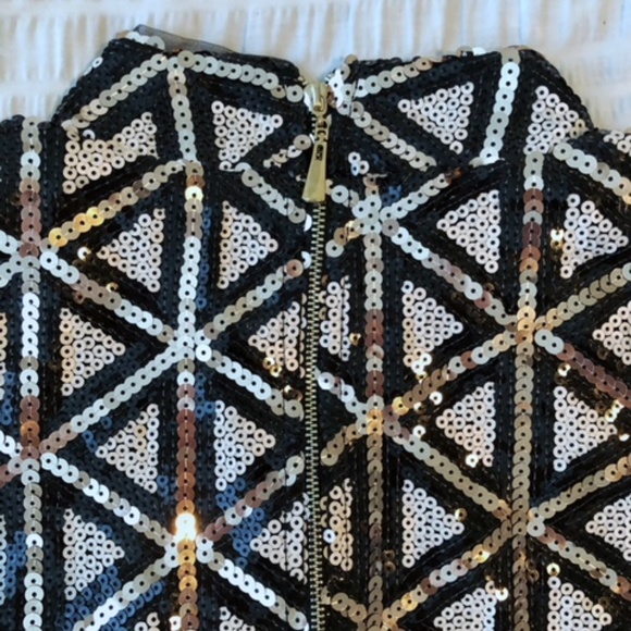 Sequin Black and Gold Bodycon Dress - Picture 5 of 6